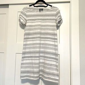 Paraphrase Grey and White Striped T-Shirt Dress